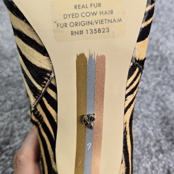 Sam Edelman Fiora Zebra Print Black Tan Genuine Cow Hair Booties Inner Zippers - Picture 10 of 12